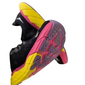 Hoka One One Arahi 6 Womens Sz 9 Black Pink Yellow Running Shoe Stability EUC